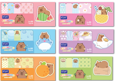 Kraf Capybara Serisi Yapışkanlı Not Kağıdı - 100 Yaprak