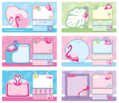 Kraf Flamingo Serisi Yapışkanlı Not Kağıdı Seti - 4 x 20 Yaprak