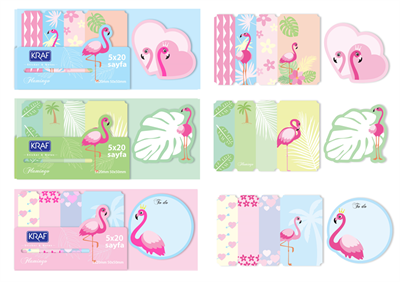 Kraf Yapışkanlı Not Kağıdı Seti Flamingo (100 Yaprak) - 2217FL