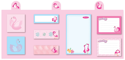 Kraf Flamingo Serisi Yapışkanlı Not Kağıdı Seti - 8 x 20 Yaprak