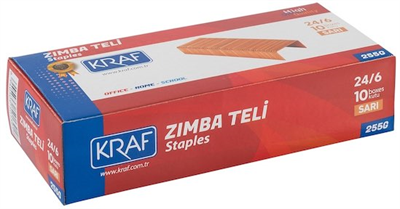 Kraf Zımba Teli No: 24/6 Sarı - 1000li Kutu (255G)