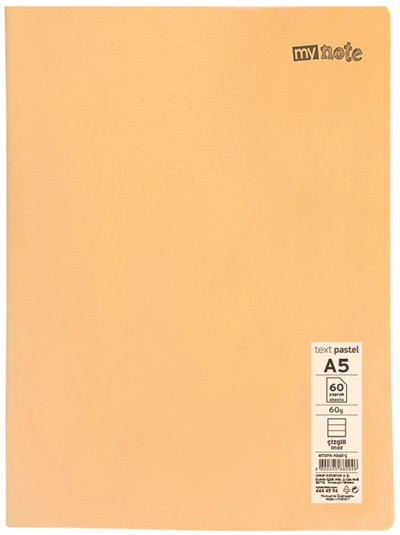 Mynote Text Pastel PP Kapak Dikişli Defter - A5 60 Yaprak Çizgili