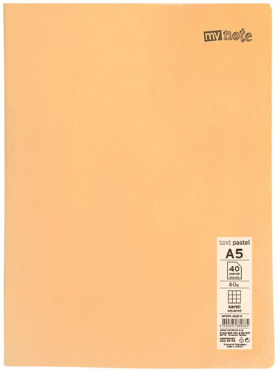 Mynote Text Pastel PP Kapak Dikişli Defter - A5 40 Yaprak Kareli