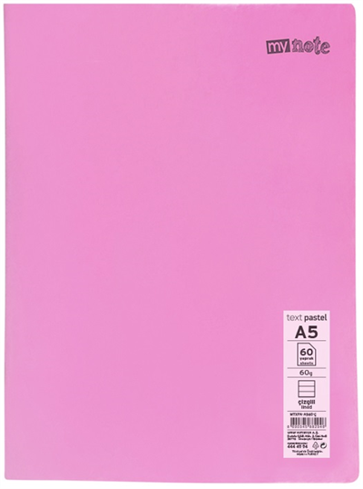 Mynote Text Pastel PP Kapak Dikişli Defter - A5 60 Yaprak Çizgili