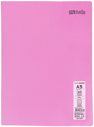Mynote Text Pastel PP Kapak Dikişli Defter - A5 40 Yaprak Kareli