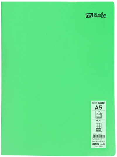 Mynote Text Pastel PP Kapak Dikişli Defter - A5 60 Yaprak Kareli