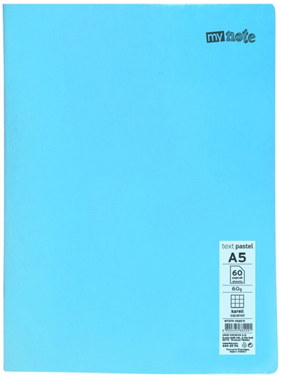 Mynote Text Pastel PP Kapak Dikişli Defter - A5 60 Yaprak Kareli