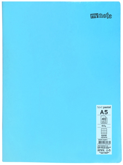 Mynote Text Pastel PP Kapak Dikişli Defter - A5 40 Yaprak Kareli