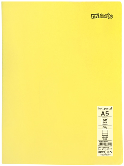 Mynote Text Pastel PP Kapak Dikişli Defter - A5 60 Yaprak Çizgili
