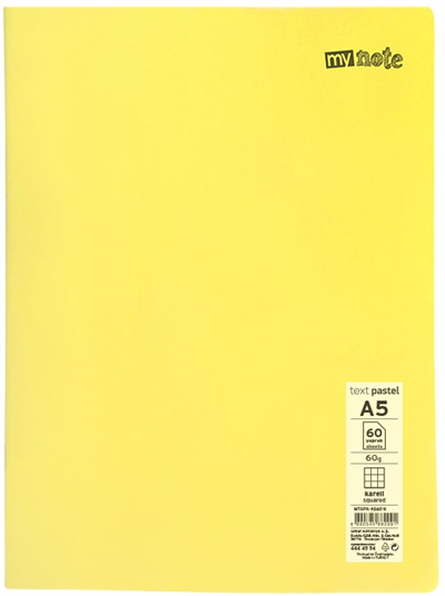Mynote Text Pastel PP Kapak Dikişli Defter - A5 60 Yaprak Kareli