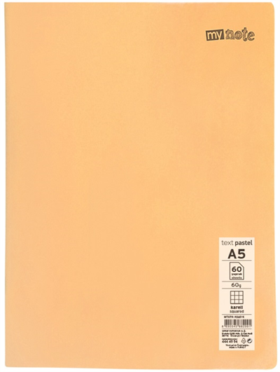 Mynote Text Pastel PP Kapak Dikişli Defter - A5 60 Yaprak Kareli