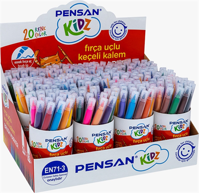 Pensan Kidz Keçeli Kalem 4000 20 Renk Fırça Uçlu