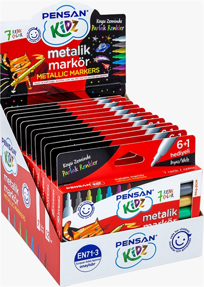Pensan Keçeli Kalem Kidz Markör Metalik 7 Renk 99930