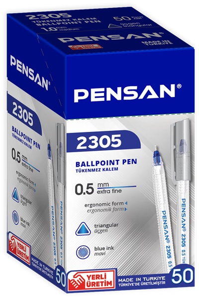 Pensan Tükenmez Kalem Üçgen 0.5 2305 Mavi