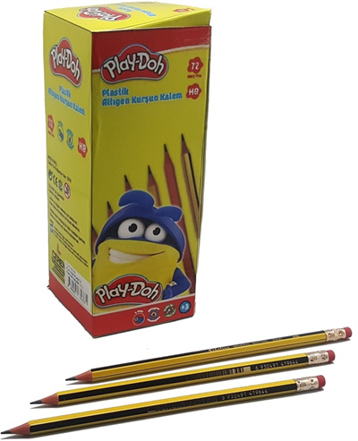 Play-Doh Şerit Silgili Neon Kurşun Kalem Seti (Yüksek Pigmentli Fosforlu Gövde / HB Dereceli Grafit Çekirdek)