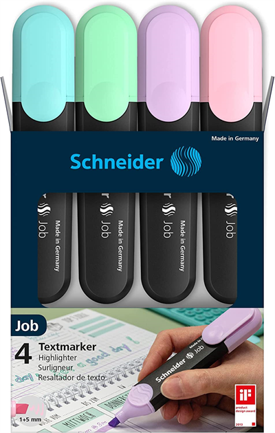 Schneider Fosforlu Kalem 150 Job Pastel Set 4lü Karton Kutu SCB393