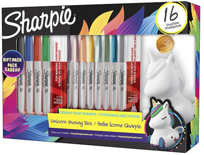 SHARPIE PERMANENT SET FINE 16 LI KUMBARA HEDİYELİ TEK BOYNUZ 2164411