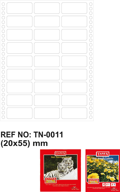 TANEX BİLGİSAYAR ETİKETİ TW-0011 20 X 55 MM 3 LÜ
