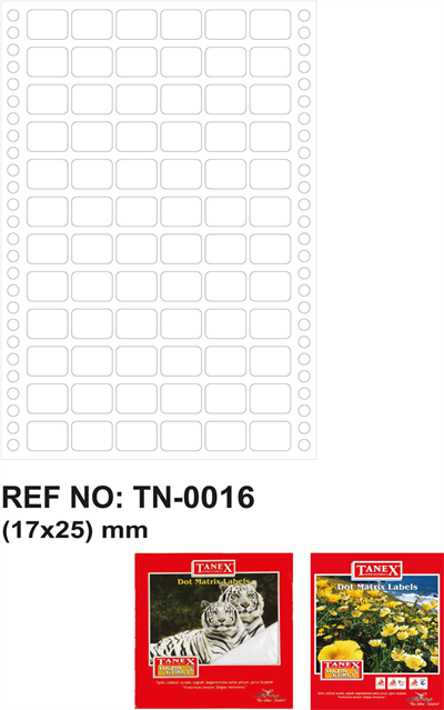TANEX BİLGİSAYAR ETİKETİ TW-0016 17 X 25 MM 6 LI