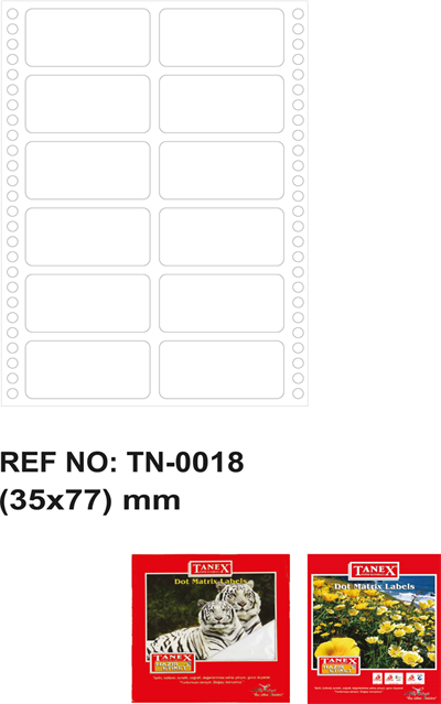 TANEX BİLGİSAYAR ETİKETİ TW-0018 35 X 77 MM 2 Lİ