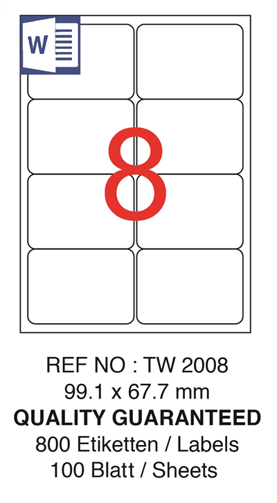 TANEX LASER ETİKET TW-2008 99.1 X 67.7 MM ( 8 ) 100 LÜ