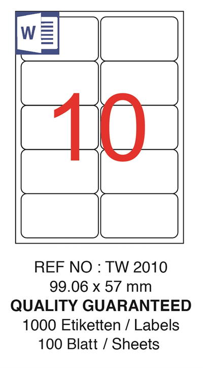 TANEX LASER ETİKET TW-2010 99.06 X 57 MM ( 10 ) 100 LÜ