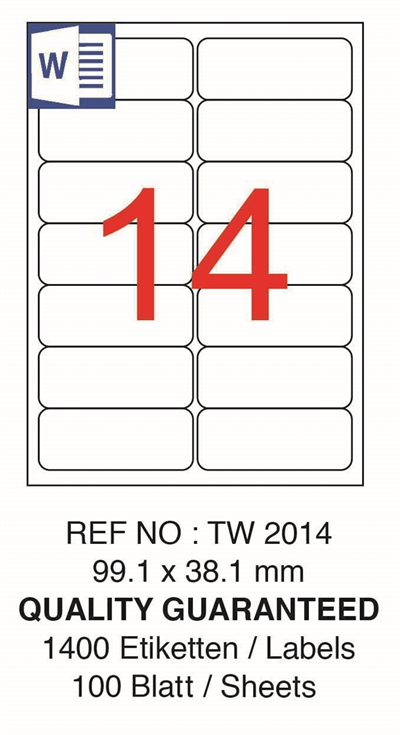 TANEX LASER ETİKET TW-2014 99.1 X 38.1 MM ( 14 ) 100 LÜ