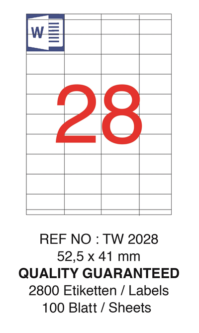 TANEX LASER ETİKET TW-2028 52.5 X 41 MM 100 LÜ