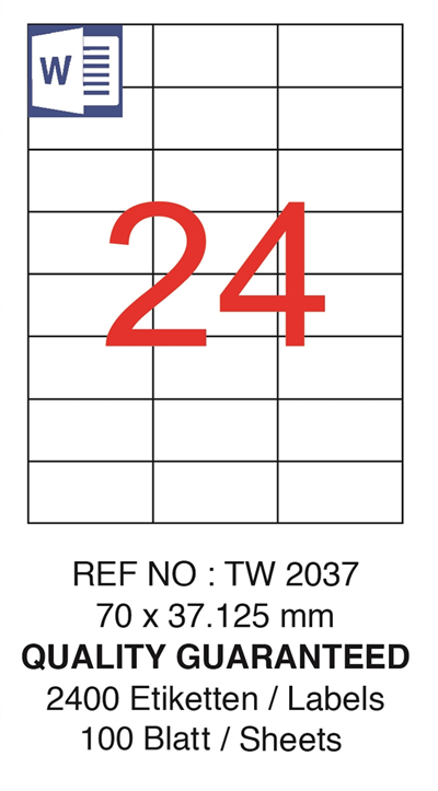 TANEX LASER ETİKET TW-2037 70 X 37.125 MM ( 24 ) 100 LÜ