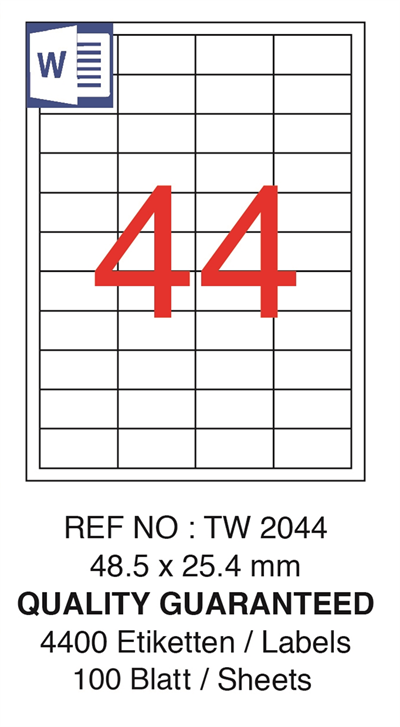 TANEX LASER ETİKET TW-2044 48.5 X 25.4 MM ( 44 ) 100 LÜ