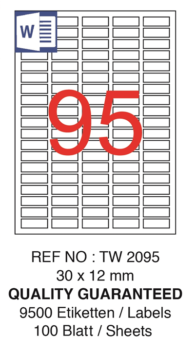 TANEX LASER ETİKET TW-2095 30 X 12 MM ( 95 ) 100 LÜ