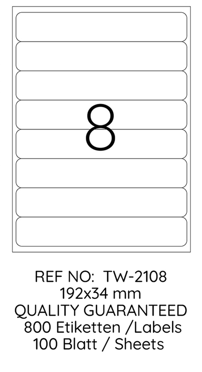 TANEX LASER ETİKET TW-2108 192 X 34 MM 100 LÜ
