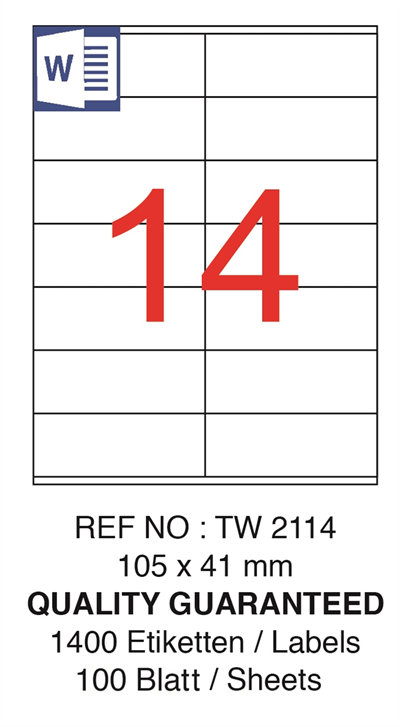 TANEX LASER ETİKET TW-2114 105 X 41 MM ( 14 ) 100 LÜ