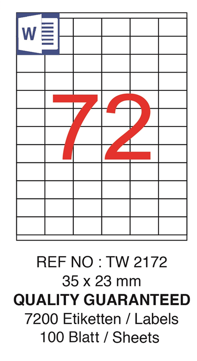 TANEX LASER ETİKET TW-2172 35 X 23 MM ( 72 ) 100 LÜ