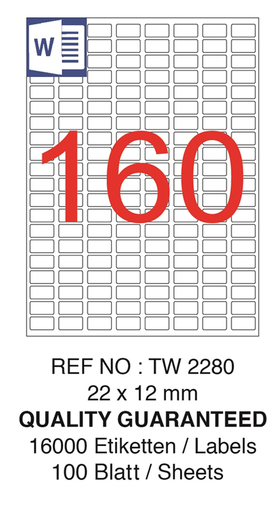 TANEX LASER ETİKET TW-2280 22 X 12 MM ( 160 ) 100 LÜ