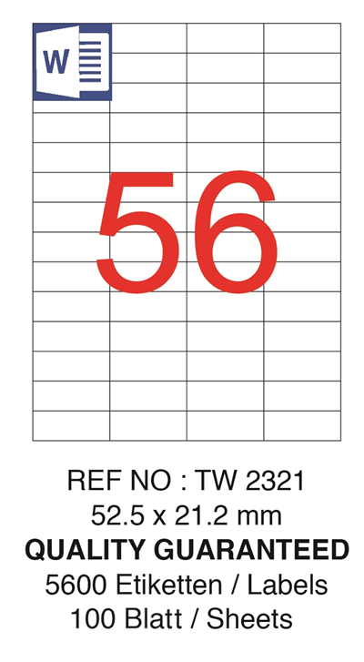 TANEX LASER ETİKET TW-2321 52.5 X 21.2 MM ( 56 ) 100 LÜ