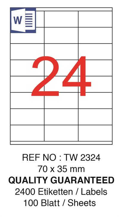 TANEX LASER ETİKET TW-2324 70 X 35 MM ( 24 ) 100 LÜ