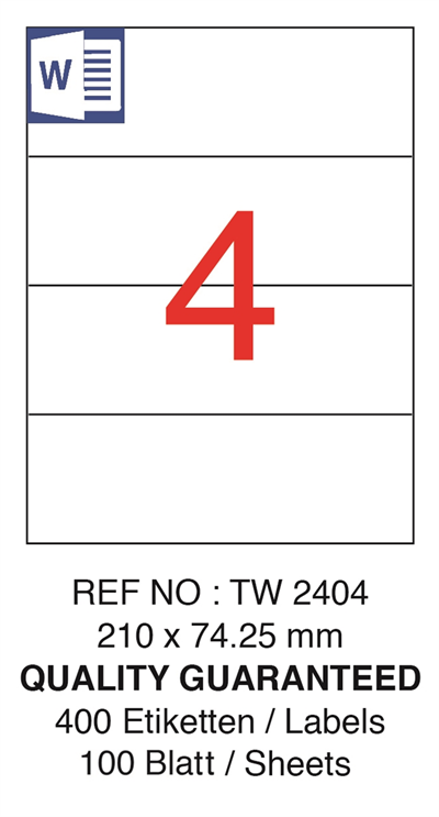 TANEX LASER ETİKET TW-2404 210 X 74.25 MM ( 4 ) 100 LÜ
