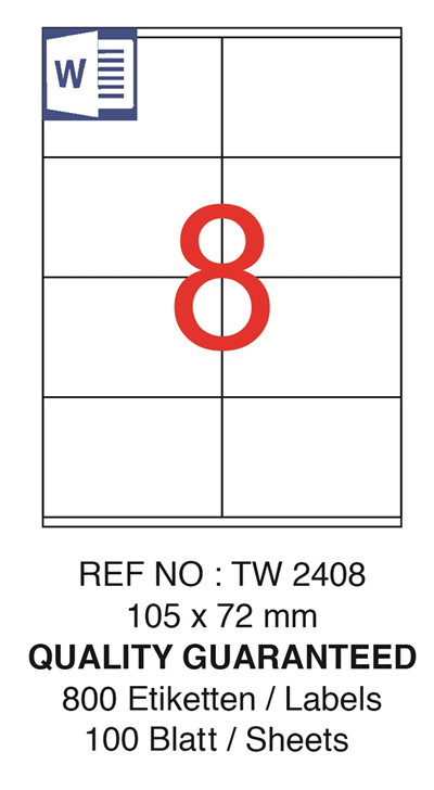TANEX LASER ETİKET TW-2408 105 X 72 MM ( 8 ) 100 LÜ
