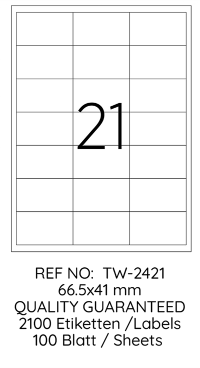 TANEX LASER ETİKET TW-2421 66.5 X 41 MM 100 LÜ
