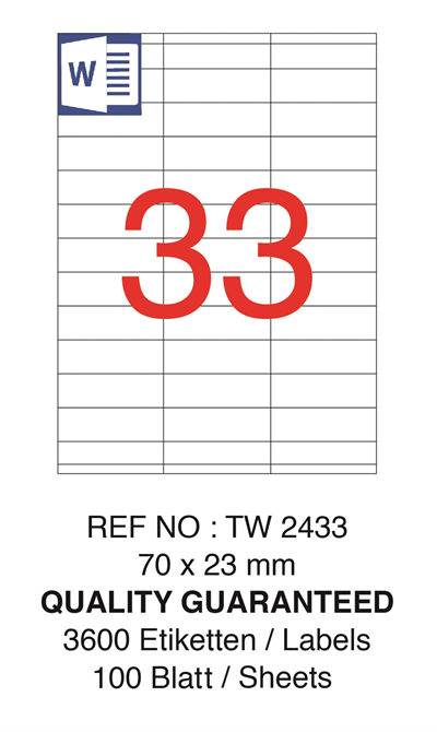 TANEX LASER ETİKET TW-2433 70 X 23 MM 100 LÜ