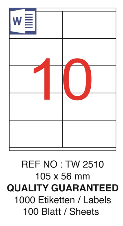 TANEX LASER ETİKET TW-2510 105 X 56 MM ( 10 ) 100 LÜ