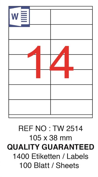 TANEX LASER ETİKET TW-2514 105 X 38 MM ( 14 ) 100 LÜ