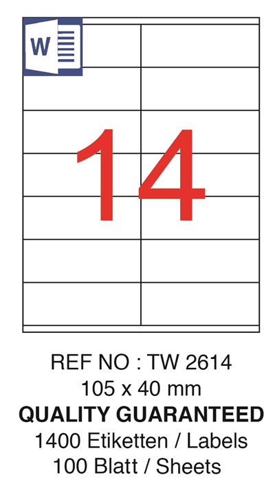 TANEX LASER ETİKET TW-2614 105 X 40 MM ( 14 ) 100 LÜ