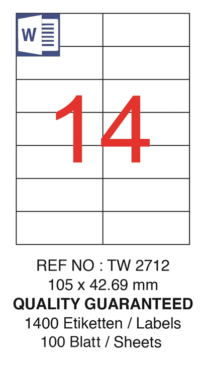 TANEX LASER ETİKET TW-2712 105 X 42.69 MM ( 14 ) 100 LÜ