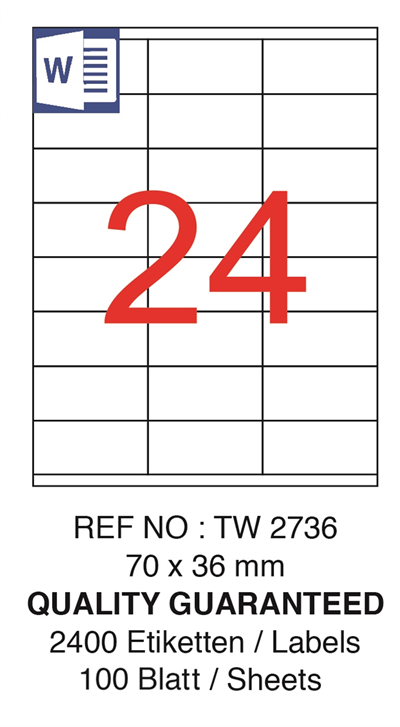 TANEX LASER ETİKET TW-2736 70 X 36 MM ( 24 ) 100 LÜ