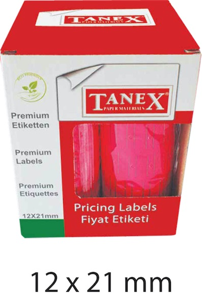TANEX MOTEX ETİKET 12X21 FLORASAN PEMBE 800 LÜ