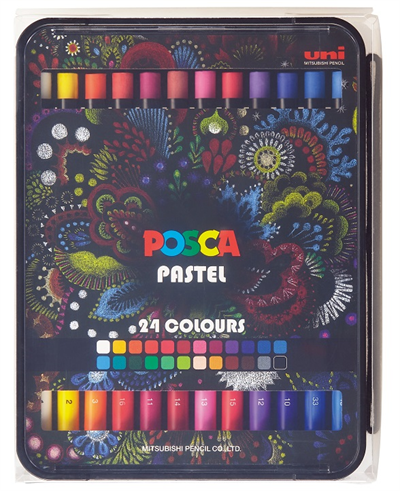 UNİ PASTEL BOYA POSCA 24 LÜ KALEM KUTU SET KPA-100/24C