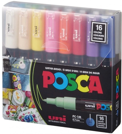UNİ POSTER MARKÖRÜ POSCA SET PC-1M 0.7 16 LI