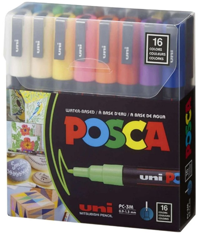 UNİ POSTER MARKÖRÜ POSCA SET PC-3M/16C 0.9-1.3 16 LI